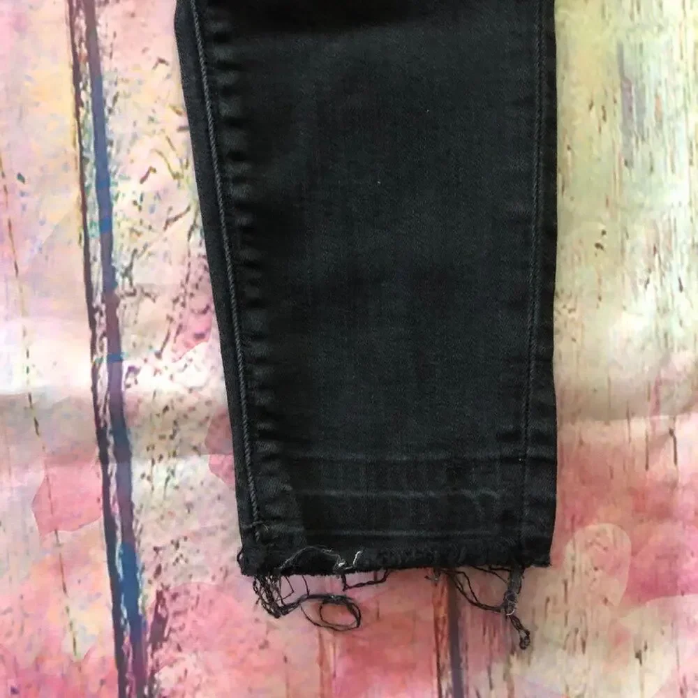 Hudson Jeans Barbara Womens 25 Black Raw Hem High Waist Skinny Casual Goth - Picture 8 of 14